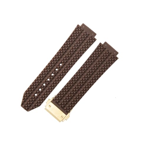 ROUREOX Silikon-Uhrarmband Kautschukersatzarmband für Hublot Big Bang-Braun + Gold Schnalle 24 * 17 * 22mm von ROUREOX
