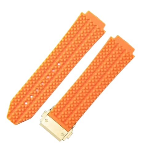ROUREOX Silikon-Uhrarmband Kautschukersatzarmband für Hublot Big Bang-Orange + Gold Schnalle 26 * 19 * 22mm von ROUREOX