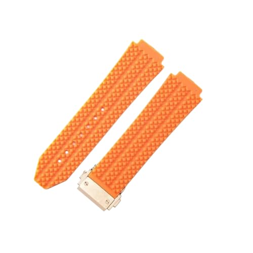 ROUREOX Silikon-Uhrarmband Kautschukersatzarmband für Hublot Big Bang-Orange + Rose Gold Schnalle 26 * 19 * 22mm von ROUREOX