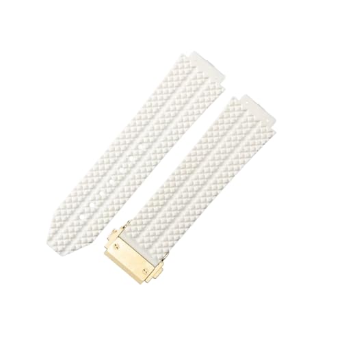 ROUREOX Silikon-Uhrarmband Kautschukersatzarmband für Hublot Big Bang-Weiße + Goldschnalle 26 * 19 * 22mm von ROUREOX