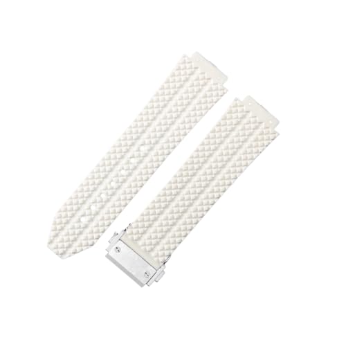 ROUREOX Silikon-Uhrarmband Kautschukersatzarmband für Hublot Big Bang-Weiße + Silber Schnalle 24 * 17 * 22mm von ROUREOX