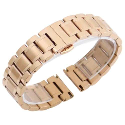 ROUREOX Solid Metall Deployant Uhr Zubehör, Uhrband mit Geraden und Gebogenen Enden für Longines Master Collection-Rose Gold 22MM von ROUREOX