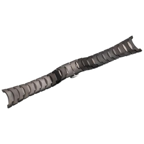 ROUREOX Solides Metall Notch Ersatz Uhrarmband, Paararmband, Einsatz Uhrzubehör für RADO LD6037-Schwarz 24 * 16MM von ROUREOX