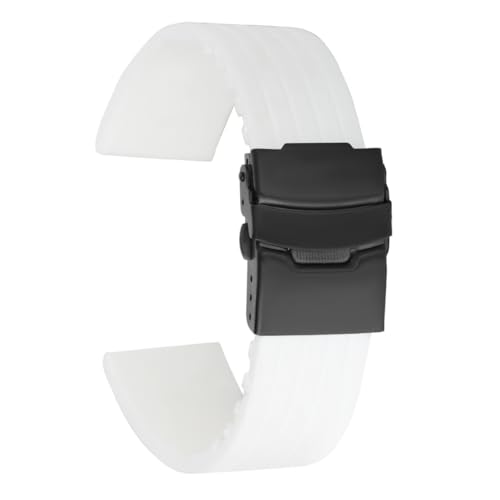 ROUREOX Verstellbares Glattes Silikon-Armband Bequemer Schnellverschluss für Uhren-Weiße + Schwarze Schnalle 18mm von ROUREOX