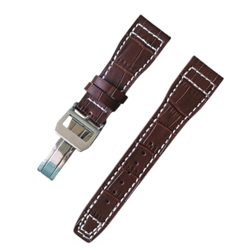ROUREOX Weiches Echtes Leder-Uhrenarmband Edelstahlverschluss Schnellfreigabe Ersatzarmbänder für IWC Big Pilot Portugieser Automatic 7 Days-Braun + Silber + A von ROUREOX