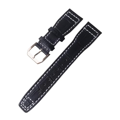 ROUREOX Weiches Echtes Leder-Uhrenarmband Edelstahlverschluss Schnellfreigabe Ersatzarmbänder für IWC Big Pilot Portugieser Automatic 7 Days-Schwarz + Roségold + B von ROUREOX