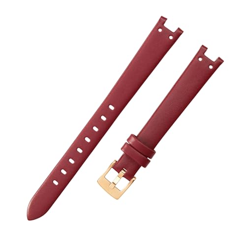 ROUREOX Weiches Echtleder-Uhrenband Ersatz Glattleder-Metall-Schloss Damen-Uhrenarmband für Anne KLEIN-Rot + Gold von ROUREOX