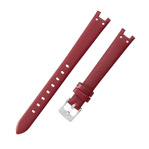 ROUREOX Weiches Echtleder-Uhrenband Ersatz Glattleder-Metall-Schloss Damen-Uhrenarmband für Anne KLEIN-Rot + Silber von ROUREOX