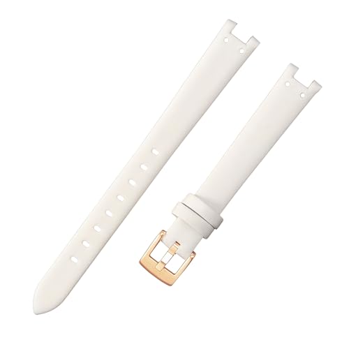 ROUREOX Weiches Echtleder-Uhrenband Ersatz Glattleder-Metall-Schloss Damen-Uhrenarmband für Anne KLEIN-Weiß + Gold von ROUREOX