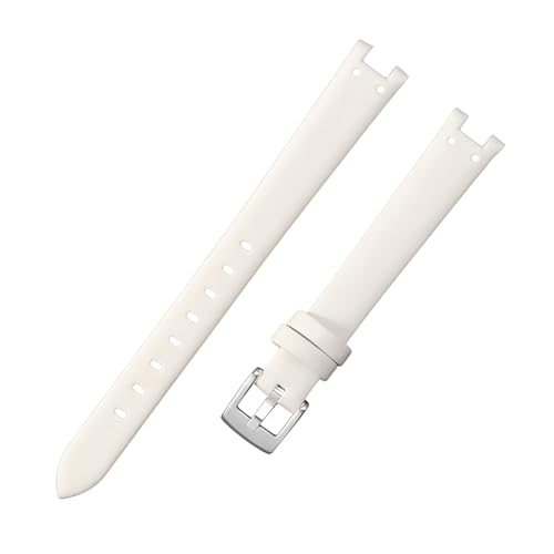 ROUREOX Weiches Echtleder-Uhrenband Ersatz Glattleder-Metall-Schloss Damen-Uhrenarmband für Anne KLEIN-Weiß + Silber von ROUREOX