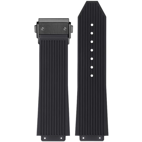 ROUREOX Weiches Silikon Gummi Ersatz Uhrarmband für Hublot Big Bang-Schwarz + Schwarze Schnalle 26 * 18 * 22mm von ROUREOX