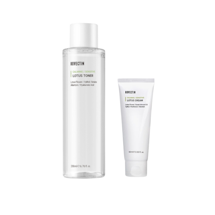 ROVECTIN - Clean Lotus Water Calming Toner - 200ml (1ea) + Calming Lotus Cream (New Version) - 60ml (1ea) Set von ROVECTIN