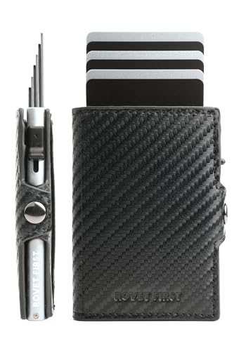 ROVET FIRST® Fast Bro 2 in 1 Slim Wallet - Kartenetui mit RFID-Schutz - Kleiner Geldbeutel für Damen & Herren - Smart Wallet - Pop Up Magnet Kartenhalter - Geldbörse (Carbon - Silver Case, Kartenfach) von ROVET FIRST