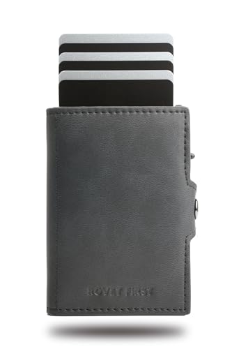 ROVET FIRST® Fast Bro Wallet - Pop Up Kartenetui mit RFID-Schutz - Slim Wallet mit Münzfach - Kleiner Geldbeutel für Herren & Damen - Aluminium Kreditkartenetui - Smart Wallet Portemonnaie (Schwarz) von ROVET FIRST