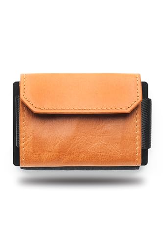 ROVET FIRST® Mini Bro Wallet - Kleiner Geldbeutel mit RFID-Schutz Karte und Zugband - Mini Geldbörse mit Münzfach - Kartenetui für Herren & Damen - Schlanke Brieftasche für Karten und Münzen aus Leder von ROVET FIRST