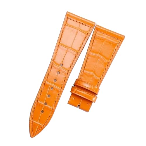 ROWCES 22mm 23mm 24mm 26mm Echtes Leder Uhrenarmband Farbe Uhr Ersatzarmband, Orange, 23mm von ROWCES