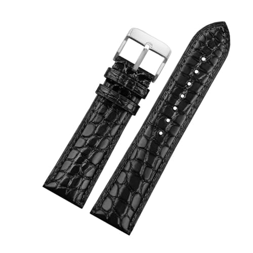 ROWCES Blau/braun/schwarzes Krokodilmuster-Leder-Uhrenarmband, 16mm – 22mm, Ersatzarmband für Herrenuhren, 18mm von ROWCES