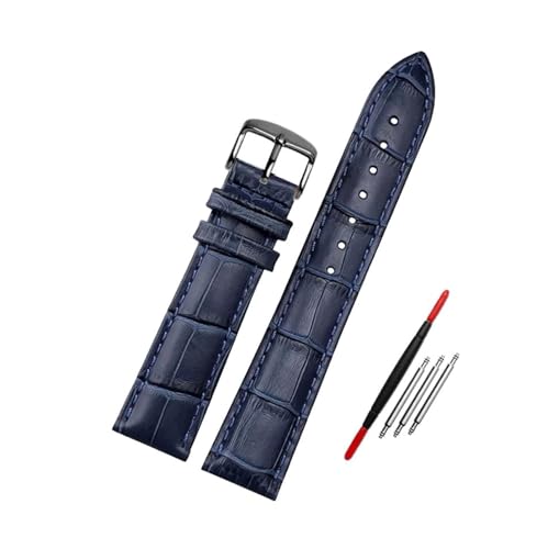 ROWCES Blaues Leder-Uhrenarmband, 12mm – 23mm, Uhrenarmband, Ersatzzubehör + Installationswerkzeuge, 12mm von ROWCES