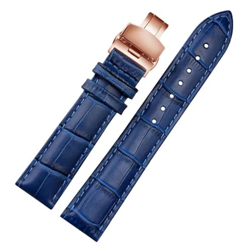 ROWCES Blaues Lederarmband 12mm – 23mm Uhrenersatzarmband für Uhrenzubehör, 14mm von ROWCES