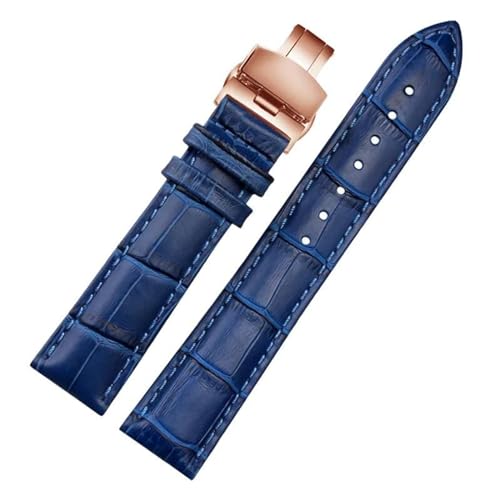 ROWCES Blaues Lederarmband 12mm – 23mm Uhrenersatzarmband für Uhrenzubehör, 22mm von ROWCES