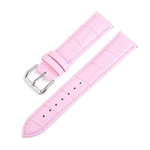 ROWCES Buntes Leder-Uhrenarmband, 10–2, 4mm, mehrfarbig, Ersatz-Armbänder für Herren- und Damenuhren, Rosa, 16mm von ROWCES