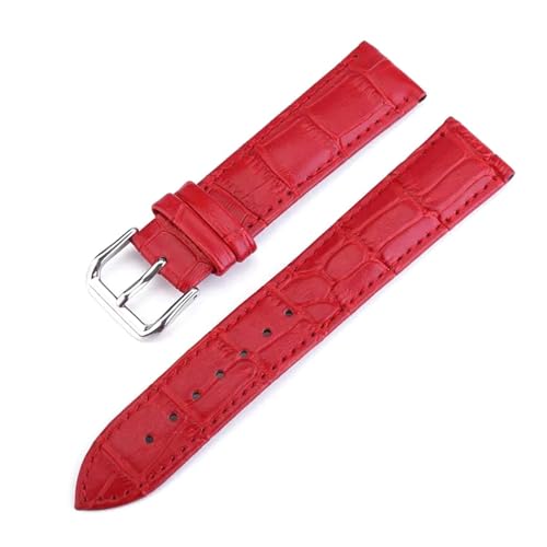 ROWCES Buntes Leder-Uhrenarmband, 10–2, 4mm, mehrfarbig, Ersatz-Armbänder für Herren- und Damenuhren, Rot, 19mm von ROWCES