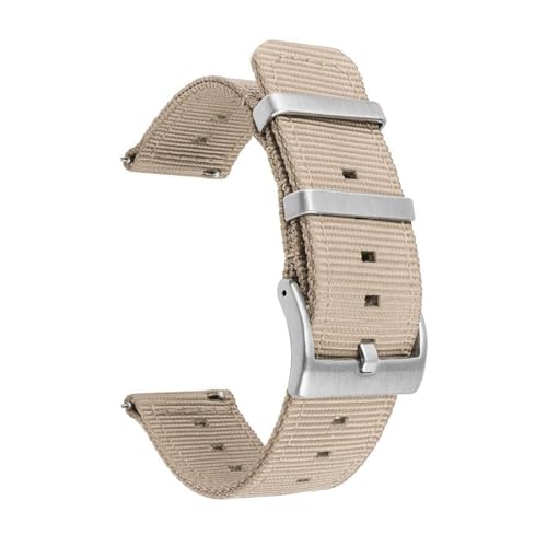 ROWCES Gewebtes Nylon-Uhrenarmband, 18mm, 20mm, 22mm, 24mm, Uhrenarmband für Herren und Damen, Schnellverschluss, wasserdichtes Uhrenarmband, Khaki, 24mm von ROWCES