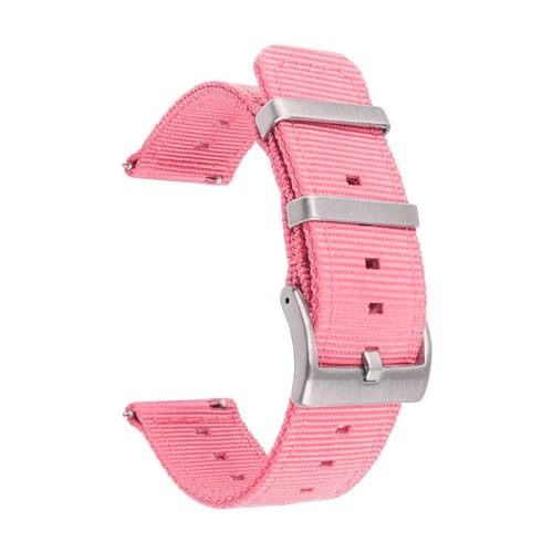 ROWCES Gewebtes Nylon-Uhrenarmband, 18mm, 20mm, 22mm, 24mm, Uhrenarmband für Herren und Damen, Schnellverschluss, wasserdichtes Uhrenarmband, Rosa, 22mm von ROWCES