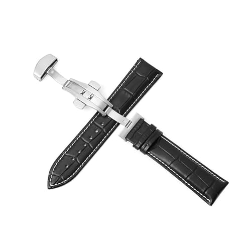 ROWCES Leder-Uhrenarmbänder, 12–24mm, universelles Uhrenarmband mit Butterfly-Schnalle, Herrenuhr-Zubehör, 24mm von ROWCES