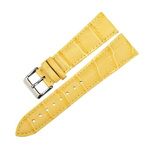 ROWCES Leder-Uhrenarmband, 12mm – 22mm, Uhrenarmbänder, Dornschließe, Ersatzarmbänder, Uhrenzubehör, Gelb, 12mm von ROWCES