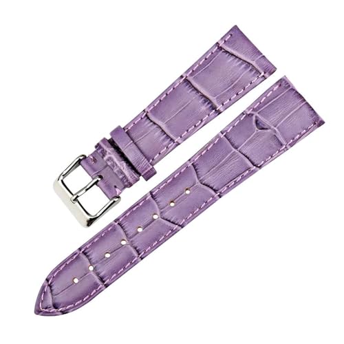 ROWCES Leder-Uhrenarmband, 12mm – 22mm, Uhrenarmbänder, Dornschließe, Ersatzarmbänder, Uhrenzubehör, Lila, 19mm von ROWCES