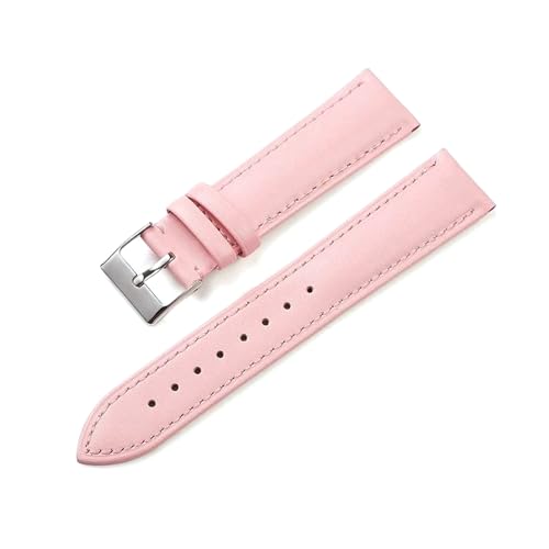 ROWCES Leder-Uhrenarmband, 16mm – 22mm, Farbe, schlichtes Leder-Uhrenarmband, Herren- und Damen-Uhrenzubehör, Rosa, 18mm von ROWCES