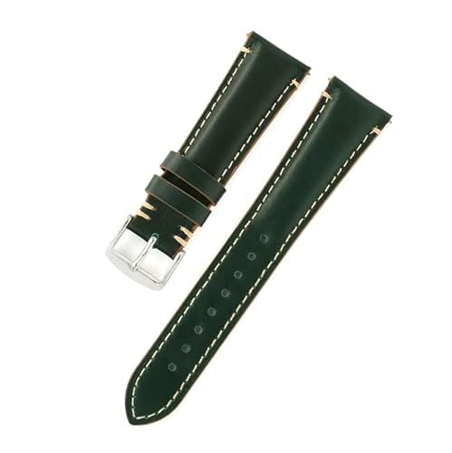 ROWCES Leder-Uhrenarmband, 20mm, 22mm, 24mm, Uhrenzubehör, Uhren-Ersatzarmbänder, Grün, 20mm von ROWCES