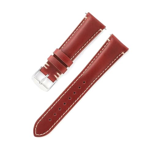 ROWCES Leder-Uhrenarmband, 20mm, 22mm, 24mm, Uhrenzubehör, Uhren-Ersatzarmbänder, Weinrot, 22mm von ROWCES