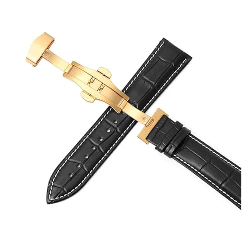 ROWCES Leder-Uhrenarmband, Doppeldruck-Uhrenarmbänder mit automatischer Schnalle, 12mm – 24mm, Zubehör für Herrenuhren, 12mm von ROWCES