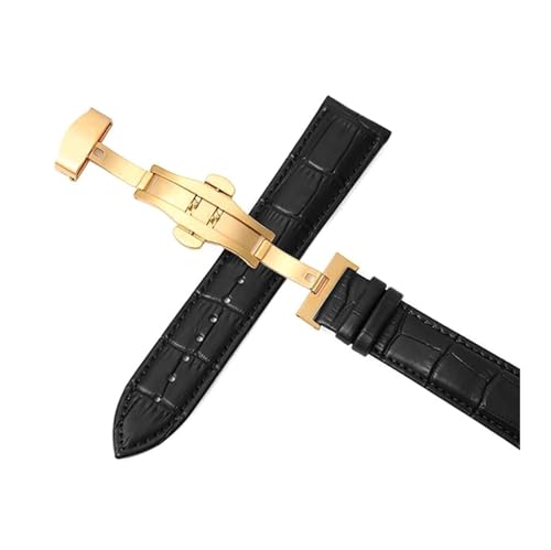 ROWCES Leder-Uhrenarmband, Doppeldruck-Uhrenarmbänder mit automatischer Schnalle, 12mm – 24mm, Zubehör für Herrenuhren, 14mm von ROWCES