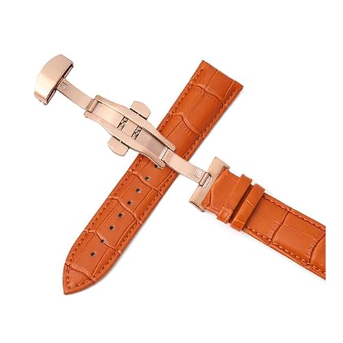 ROWCES Leder-Uhrenarmband, Doppeldruck-Uhrenarmbänder mit automatischer Schnalle, 12mm – 24mm, Zubehör für Herrenuhren, 14mm von ROWCES