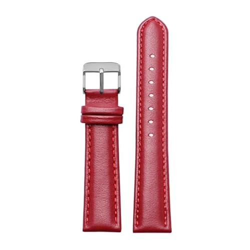 ROWCES Leder-Uhrenarmband, Weiß/Rot/Rosa, Ersatzarmband für Uhren, 18mm – 22mm, Damen-Ersatzzubehör, 20mm von ROWCES