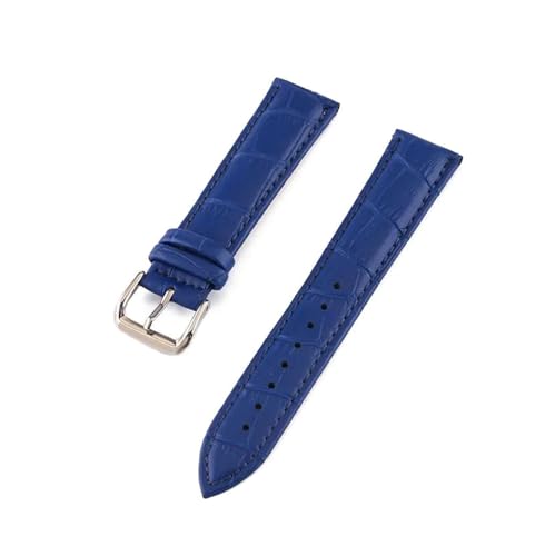 ROWCES Leder-Uhrenarmband 10mm – 24mm, mehrfarbige Uhrenarmbänder für Herren und Damen, Uhrenzubehör, Blau, 18mm von ROWCES