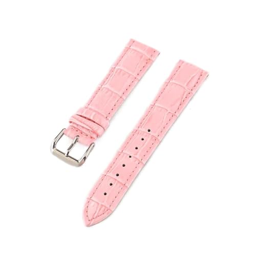 ROWCES Leder-Uhrenarmband 10mm – 24mm, mehrfarbige Uhrenarmbänder für Herren und Damen, Uhrenzubehör, Rosa, 14mm von ROWCES