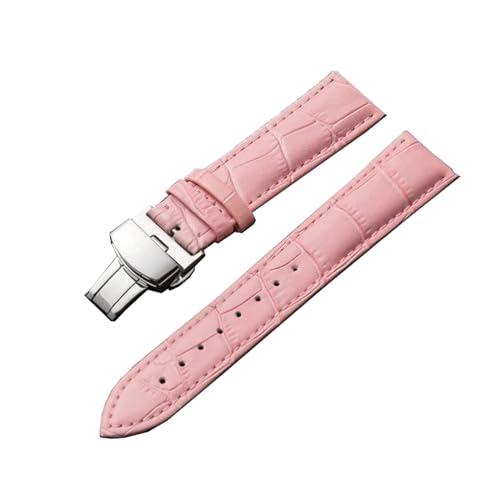 ROWCES Leder-Uhrenarmband mit Dornschließe/Butterfly-Schnalle, 12mm – 24mm, Ersatzarmbänder für Herren- und Damenuhren, 15mm von ROWCES