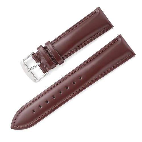 ROWCES Leder-Uhrenarmband mit Schnellverschluss-Ohren, 18mm, 19mm, 20mm, 21mm, 22mm, Uhren-Ersatzarmbänder, Braun, 19mm von ROWCES