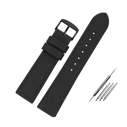 ROWCES Nylon + Leder-Unterseite, 18mm – 24mm Uhrenarmband mit Edelstahl-Schnalle, Herren-Uhrenzubehör, 18mm von ROWCES