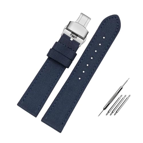 ROWCES Nylon + Leder-Unterseite, 18mm – 24mm Uhrenarmband mit Edelstahl-Schnalle, Herren-Uhrenzubehör, 22mm von ROWCES