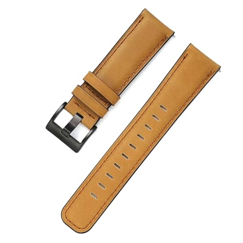 ROWCES Retro-Uhrenarmband aus Ölwachs-Leder, 20mm, 22mm, Schnellverschluss-Uhrenarmband für Uhrenersatzzubehör, Gelb, 20mm von ROWCES