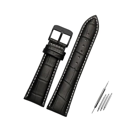 ROWCES Uhrenarmband, 18mm – 28mm, große Breite, schwarz/braunes Leder-Uhrenarmband, Ersatzarmband für Herrenuhren, 23mm von ROWCES