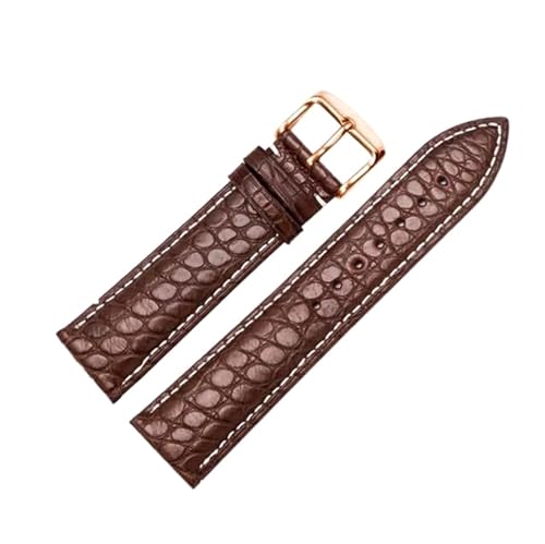 ROWCES Uhrenarmband aus Leder mit Krokodilmuster, 12–24mm, Schwarz/Braun, Ersatzarmband für Herrenuhren, 16mm von ROWCES