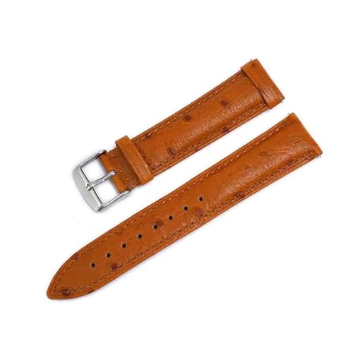 ROWCES Uhrenarmband aus Leder mit Straußenmuster, 18mm, 20mm, 22mm, Schnellverschluss-Armband für Uhrenzubehör, Orange, 20mm von ROWCES