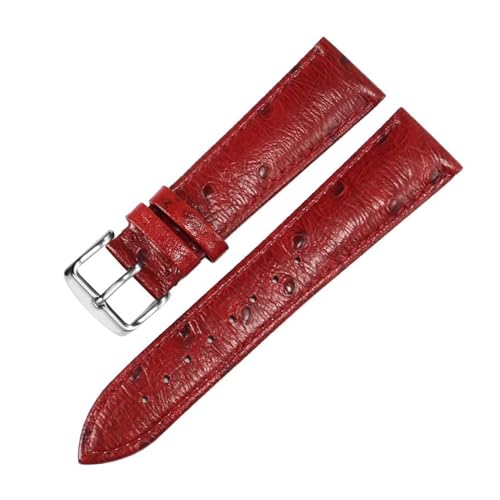 ROWCES Universelles Leder-Uhrenarmband, Straußenmuster, Leder-Uhrenarmband, 12mm – 24mm, Uhren-Ersatzzubehör, 22mm von ROWCES