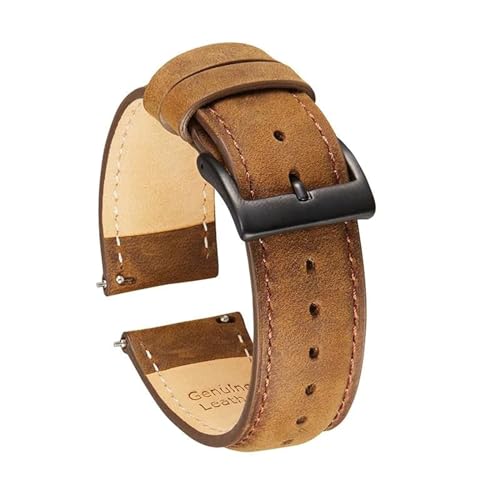 ROWCES Vintage-Leder-Uhrenarmband, 20mm, 22mm, Uhrenarmband, Schnellverschluss-Armband mit Dornschließe, Uhrenzubehör, 20mm von ROWCES